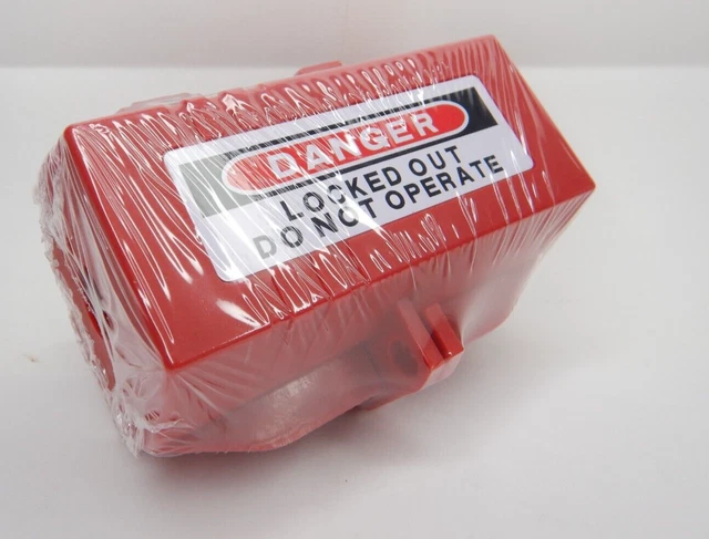 Electric Plug Lockout Box Red Locked Out Do Not Operate 4.5" X 2.5" X 2.5"