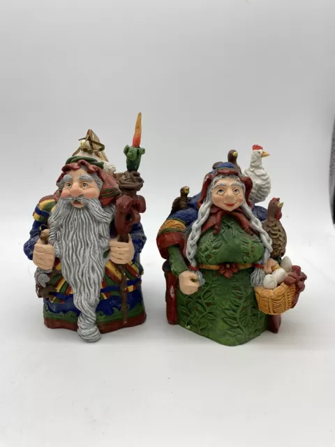 Vintage Christmas Dept 56 Santa & Mrs Santa Clause Figurines Colorful Retired