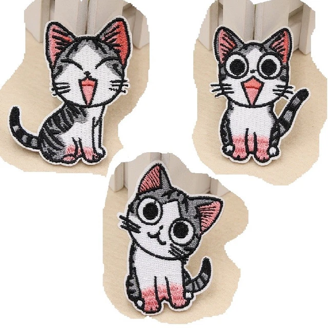 Patch écusson Chat Marron Et Noir - 5x9 Cm, Brodé, Thermocollant, Neuf, Fabriqué En France