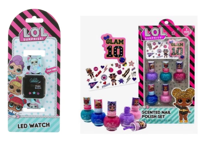 Nuevo 2 piezas Reloj LED Lol Sorpresa y Juego de Uñas Perfumadas con Esmaltes, Lima, Pegatinas