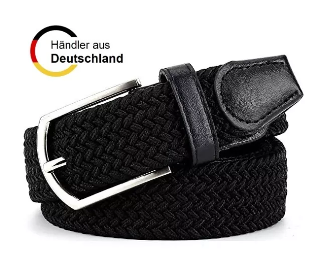 Stretch Gürtel Damen Herren XXL Dehnbarer Elastischer Stoffgürtel Schwarz Gürtel