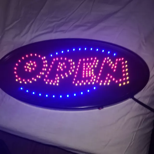 ELECTRIC "LED" OPEN LIGHT UP SIGN w/ 2 variations, steady or running blue lights