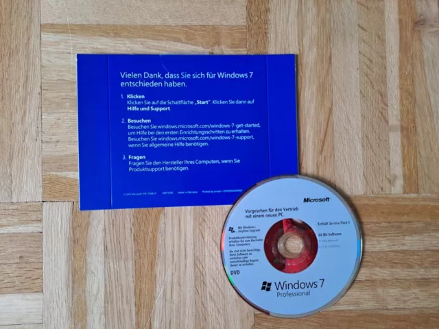 Microsoft Windows 7 Professional, 64-Bit, inkl. DVD und SP1
