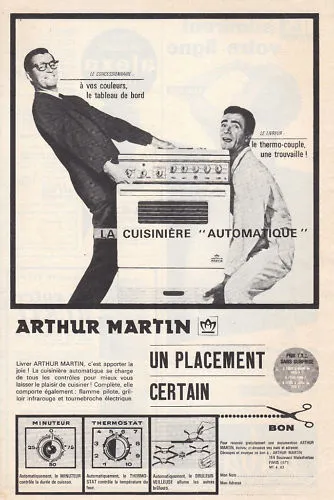 PUBLICITÉ 1957 ARTHUR MARTIN CUISINIÈRE COMMENCEZ CETTE CUISINE DE VOS  RÊVES