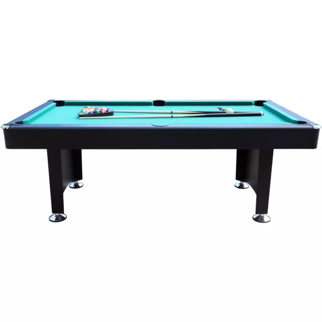 Premium Pool Billardtisch 7ft groß Tischbillard schwarz grünes Spieltuch Zubehör