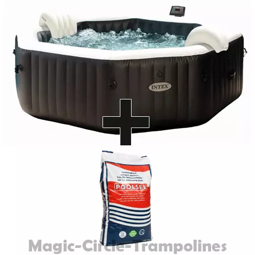 Intex Pure Spa Deluxe 4P Octagon Whirlpool Aufblasbar Pool 28458 + 25kg Salz