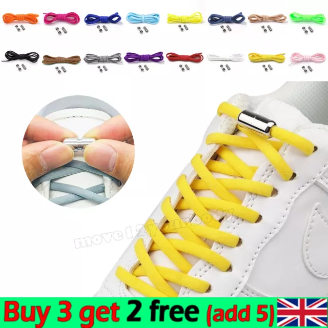 Shoe Laces No Tie Adult Kid Elastic Trainer laces Lazy Easy No-tie Shoelaces UK'