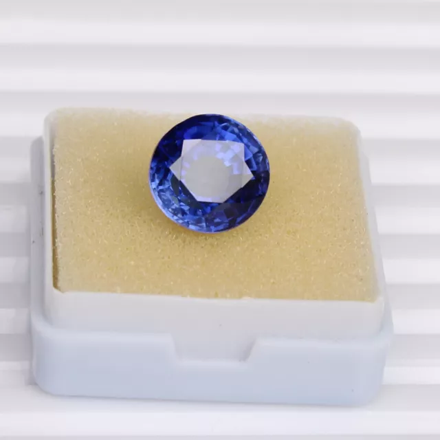 Saphir Naturel Bleu Ceylan Bleuet 6.80 CT Rond Certifié Pierre Précieuse Chauffé