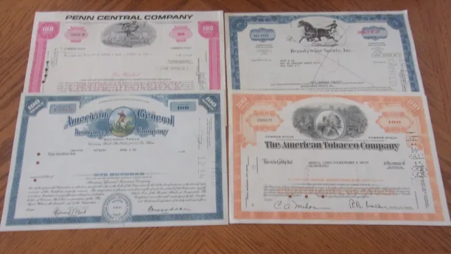 Lot of 4 Different Stock Certificates S11