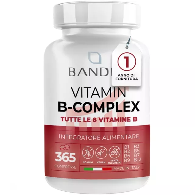 Bandini® Vitamina B Complex ad Alto Dosaggio - 365 Compresse Vegane (Per 1 Anno)