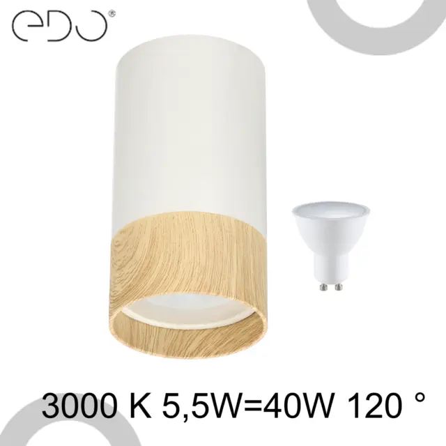 Lot de JUNA Spot de plafond apparent blanc  + Ampoule 5,5W 3000K EDO