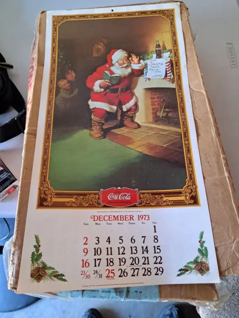15 1973/74 Coca Cola Calendar Featuring Santa Claus & 1920's Coca-Cola Art