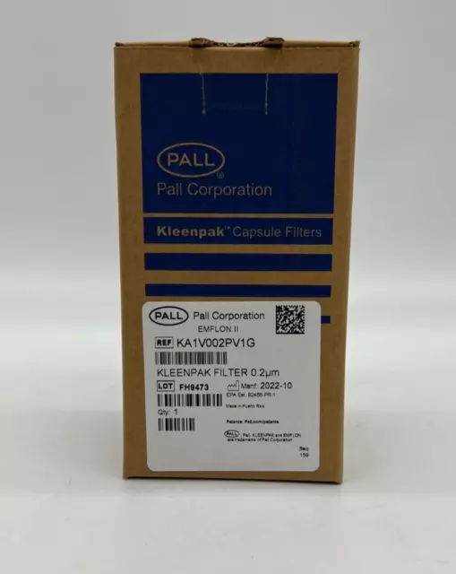 NEW PALL KA1V002PV1G Emflon II Kleenpak Filter 0.2 UM Lab Capsule w/ Paperwork