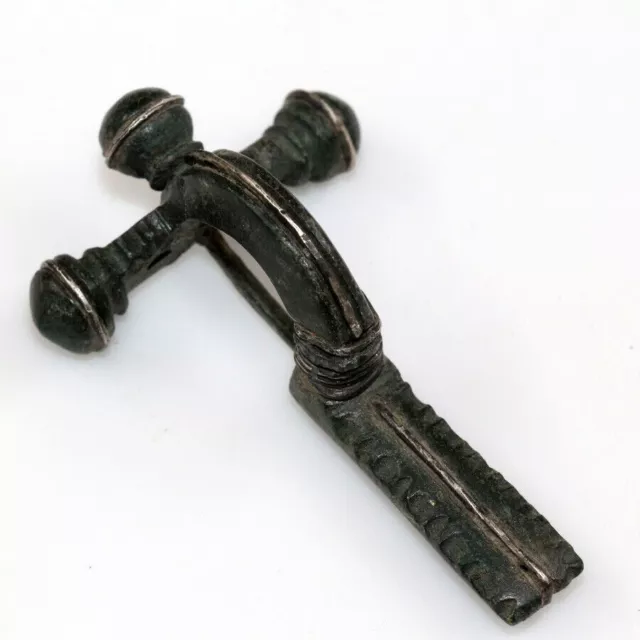 Very Rare-Ancient Roman Military Bronze & Silver Crossbow Fibula Brooch-Late 400