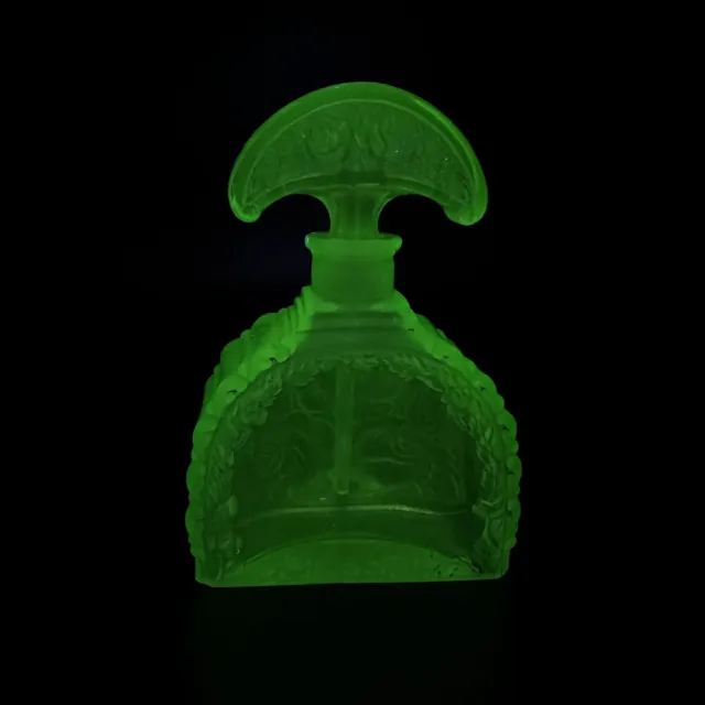 1930s German-Saxony Art Deco Uranium Glass Perfume Bottle 2