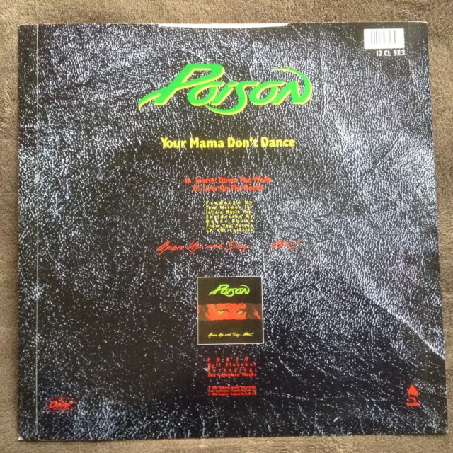 POISON Your Mamma Don't Dance VG+/VG+con,3 track12'' EP,Capitol 12CL 523 Yr1988 2