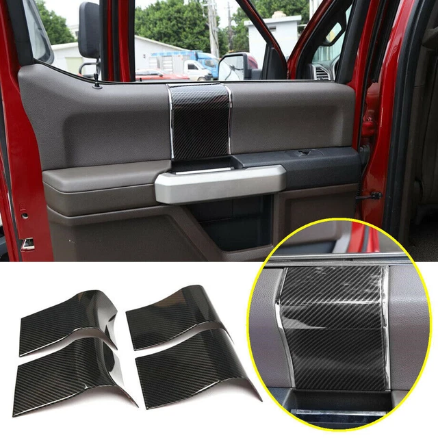 For Ford F150 F-150 2015-2020 Carbon Fiber Inner Door Handle Panel Trim Cover 4p