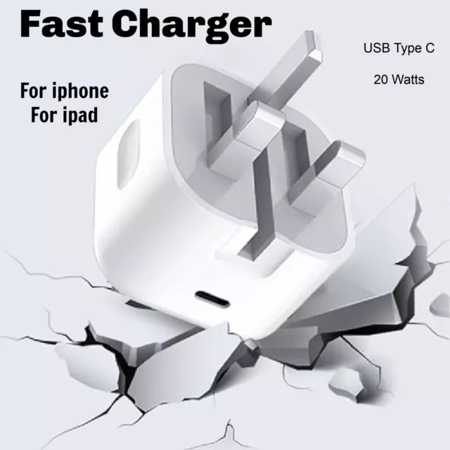 Genuine 20W USB Type C PD UK Power Adapter Plug Fast Charger For Apple iPhone