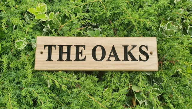 Personalised Oak House Sign, Carved, Custom Engraved Outdoor Wooden Name Plaque