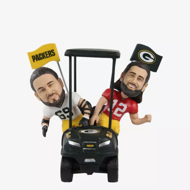Aaron Rodgers & David Bakhtiari Green Bay Packers Golf Cart Bobblehead NFL