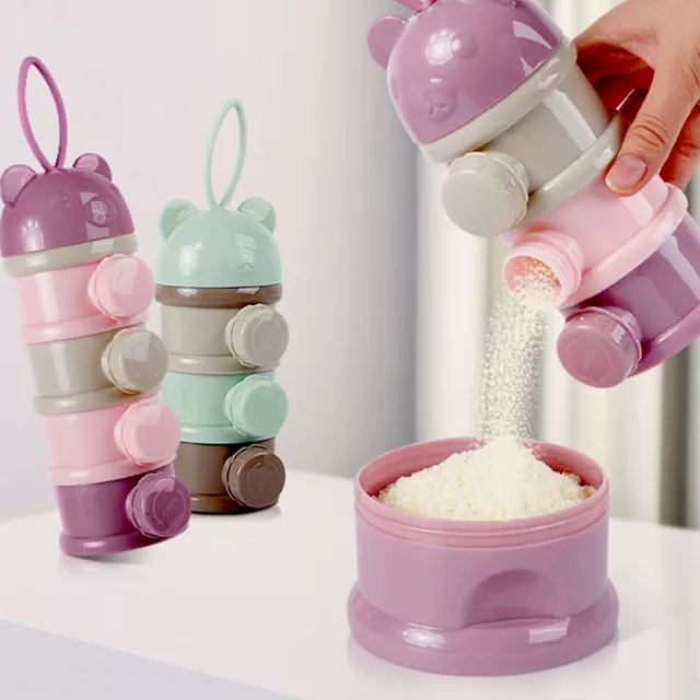 4Layer Portable Baby Milk Powder Dispenser Container Storage Cereal Snack Box UK