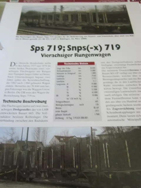 Eisenbahnwagen Risszeichnung N 5.3 Sps 719 4 achs Rungenwagen DB 4S