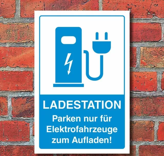 Schild Parkplatz Ladestation E-Auto Elektroauto Fahrzeuge 3 mm Alu-Verbund