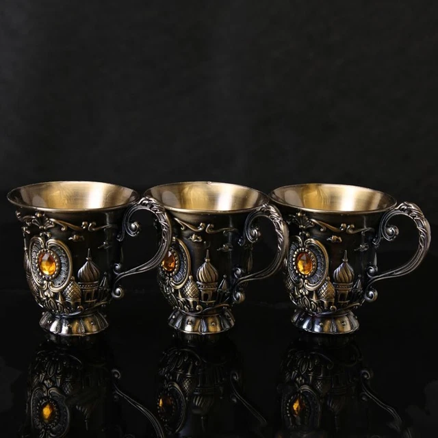 Taza de cáliz de alta calidad altura: 5,8 cm 30 ml bronce perfil de rombo retro