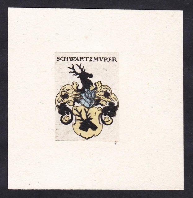 Schwarzmurer Schwartzmurer Escudo Abrigo De Arms Heráldica Grabado 17. Jh