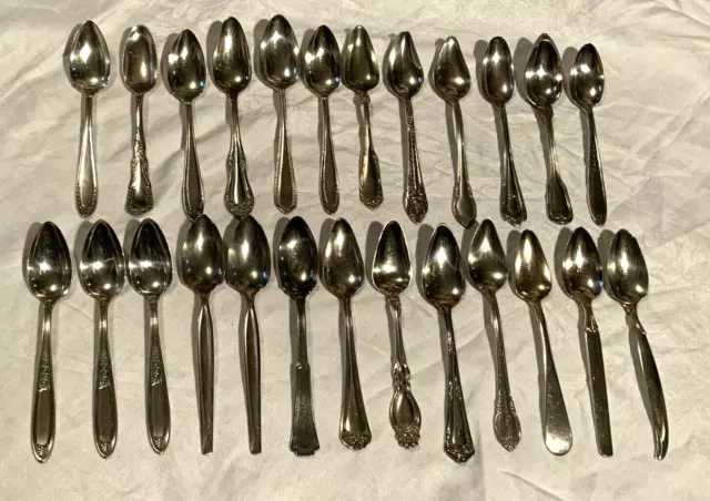 Lot 25 Silverplate Fruit Spoons Mixed Set Flowers Victorian Mid Century Ornate