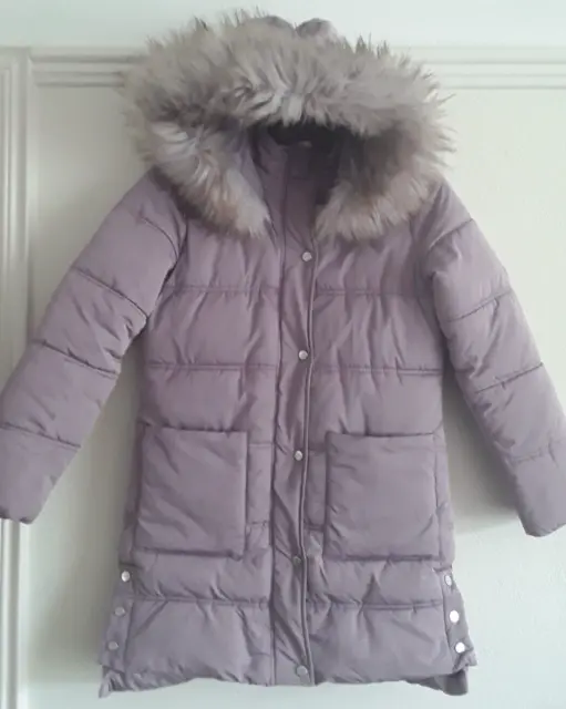 Lipsy London padded, hooded, with faux fur trim, parka coat, lilac, age 11 years