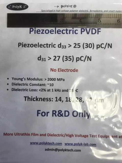 USA PVDF film piézoélectrique, 3 um à 1000 um 2