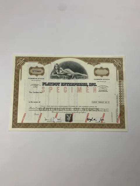 Playboy Enterprises, Inc 1970's-1980's Unissued Stock Certificate MINT Condition