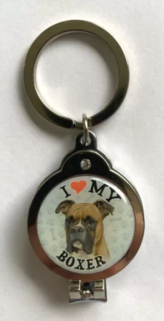 I Love My Boxer Dog Keychain Nail Clipper Bottle Opener 30mm Silver Gift