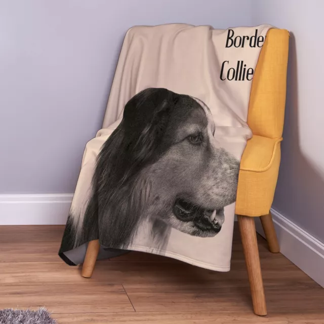 Border Collie Design Soft Pet Fleece Throw Blanket