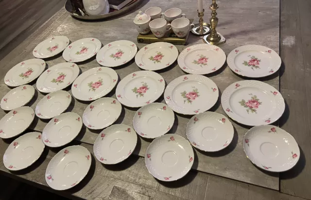 Bavaria-Schumann Arzberg BAVARIAN ROSE-FLORAL 30Pc Saucers,plates Etc Germany