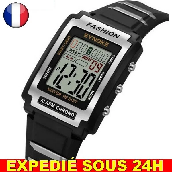 Montre SMAEL Homme étanche 50M Chronomètre LED - Cadran Jaune Numérique - Neuf Avec étiquettes