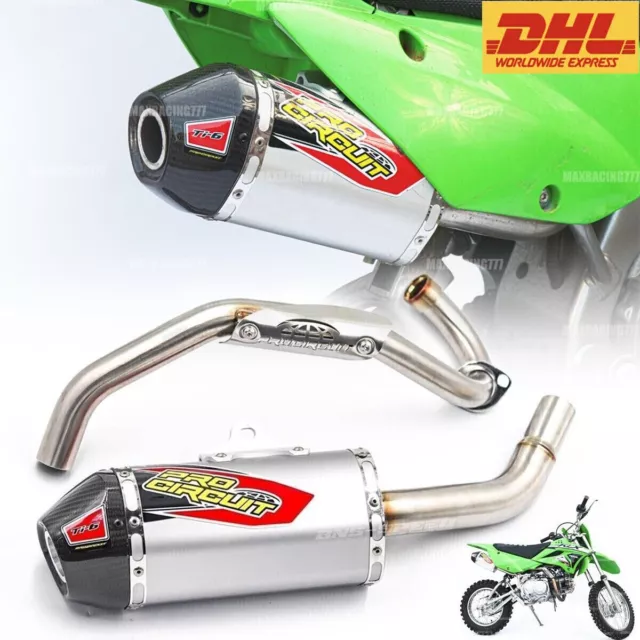 Set Full System Exhaust Muffler Racing Carbon Pipe For Kawasaki Klx110L - Klx110