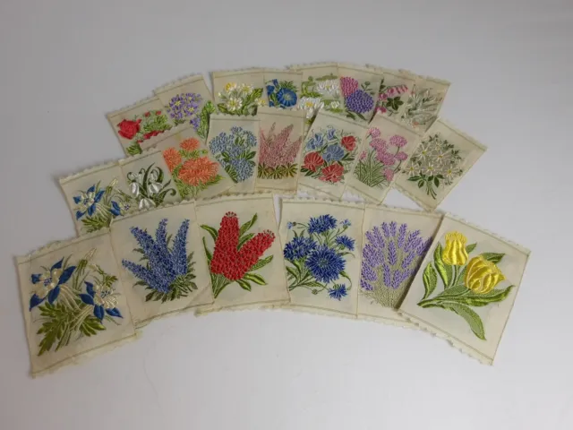 22 Kensitas Silk Flowers 1930s - 16 Small & 6 Medium
