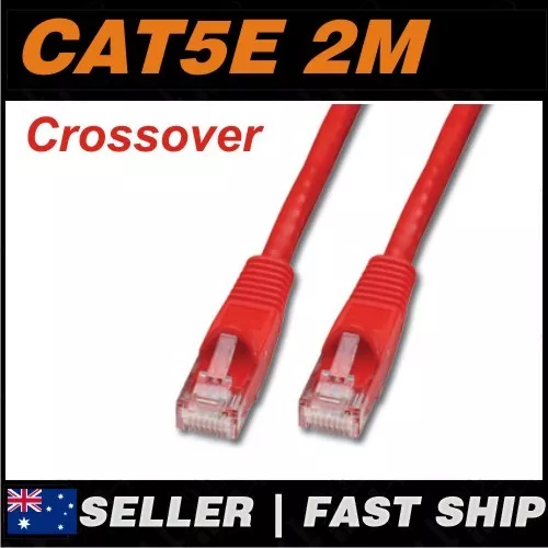 1 x 2m Red Cat5E Crossover 100Mbps  RJ45 Ethernet Network LAN Patch Cable