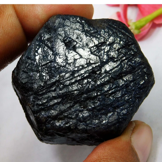 Saphir Bleu Naturel D'Afrique Du Sud 308,6 Carats - Pierre Brute Hexagonale Avec Effet Astérisme (étoile), Qualité AAA