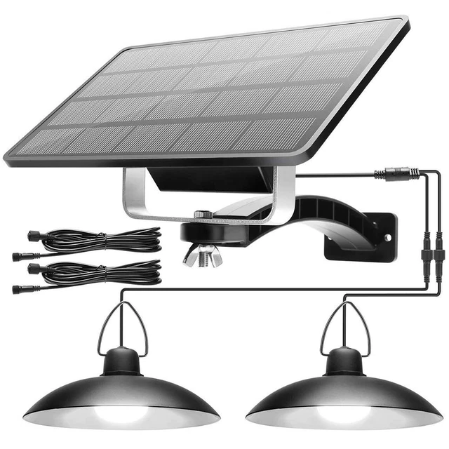 Lampada Illuminazione Nera Giardino Ciondolo Giardino Luce A Sospensione Alimentato Solare LED 2 Teste