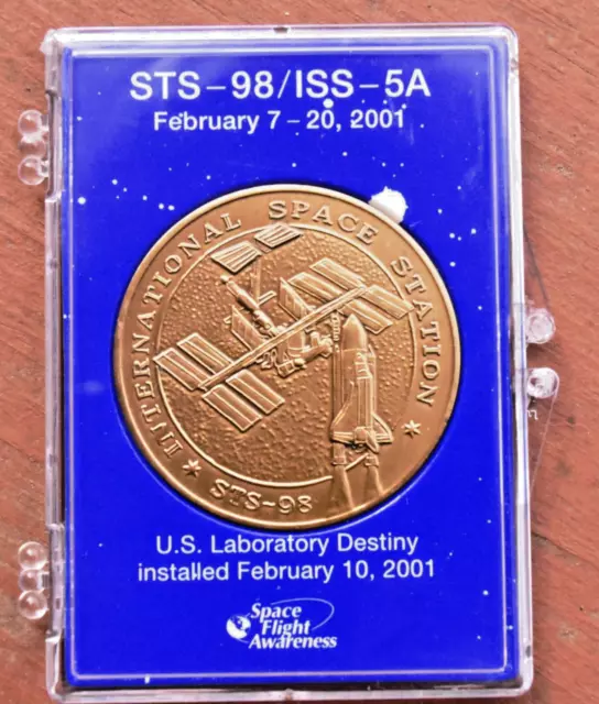 Space Flight NASA Mission STS-98 ISS-5A US Lab Destiny Medallion Coin 2001
