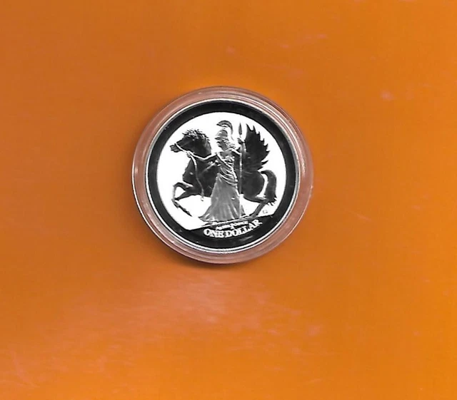 2017 British Virgin Islands 1 Oz Silver Dollar Pegasus reverse proof in CAPSULE