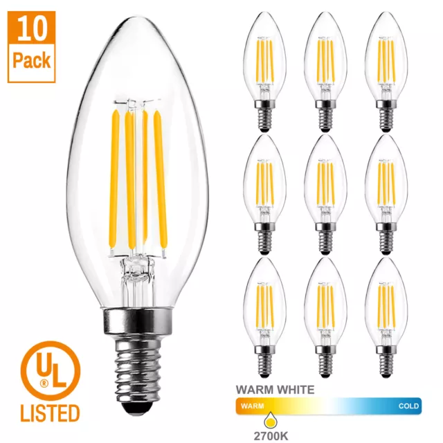 10Pack E14 LED Candle Light Bulbs Candelabra Chandelier Bulb Replacement 40W 60W