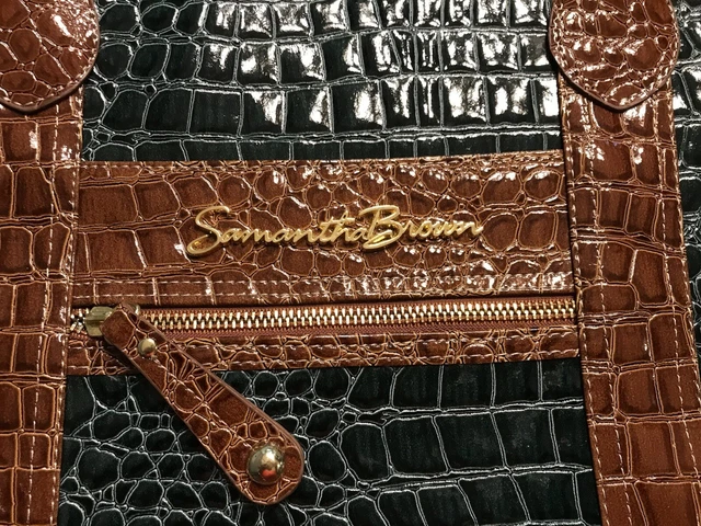 Samantha Brown Croc Embossed Carry On Set Green Camel 7