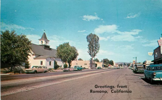 Amescolor Autos truck 1960s San Diego California Ramona Postcard 12657