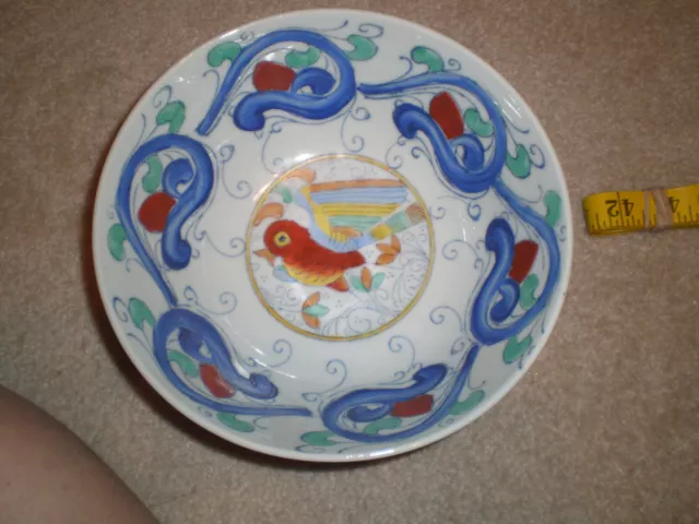Antique CHINA Hand Painted Serving Bowl. Birds. 8 inch.  Beautiful art!!!