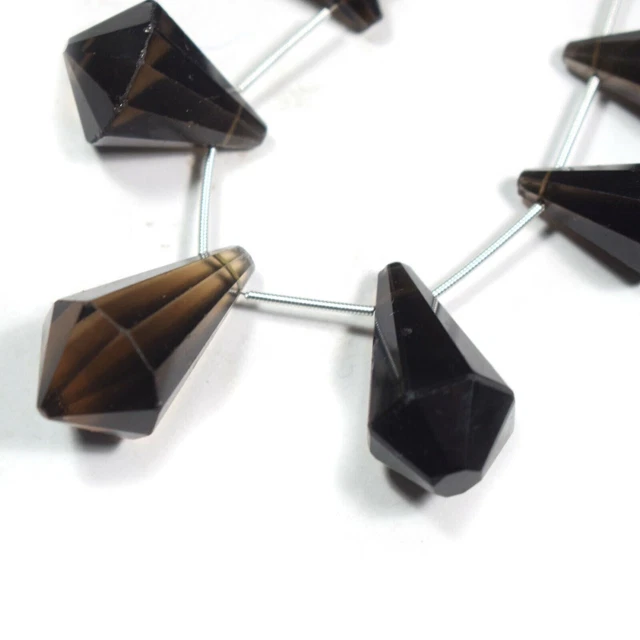 7Pcs A+++ Smoky Quartz Faceted Antique Big Teardrop Gemstone Craft Making Beads