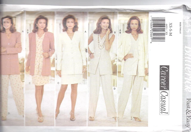 UNCUT Vintage Butterick SEWING Pattern Misses Top Skirt Pants 4451 Easy OOP SEW